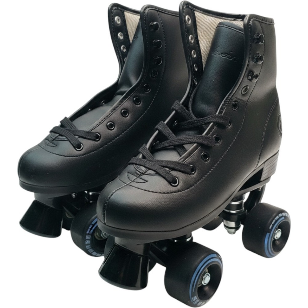 C SEVEN C7skates Quad Roller Skates Kids Size 3 Black Faux Leather B2